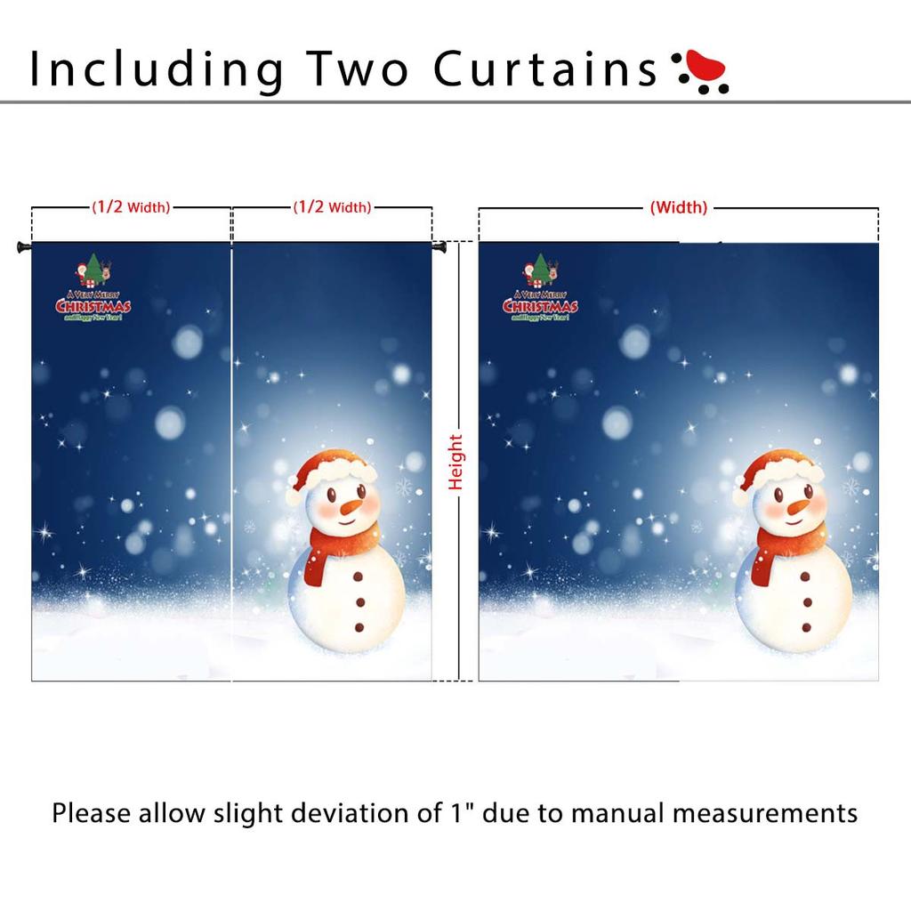 Шторы Дверные шторы Рождественские солнцезащитные шторы Затемняющие шторы из ткани Цифровая печать Снеговик Перфорированные