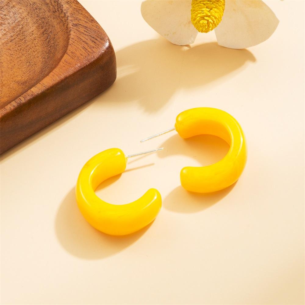 Темпераментные ретро-серьги-гвоздики из смолы C-образной формы, геометрические серьги, нежные модные простые серьги