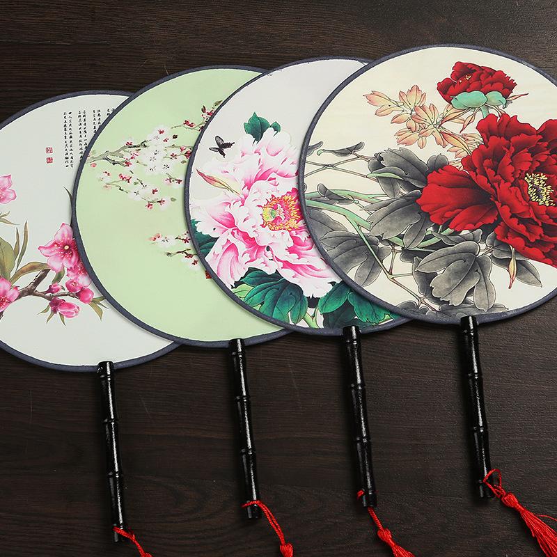 13 цветов круглый веер в китайском стиле с винтажным принтом шелковый веер свадебная вечеринка танцевальные аксессуары
