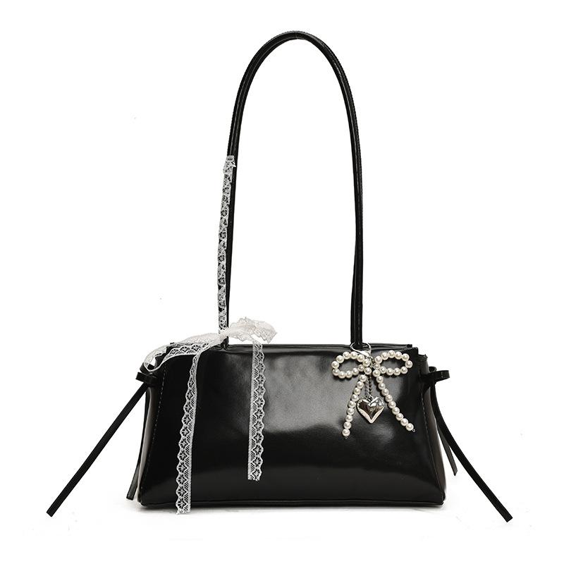 Корейская милая сумка подмышку для девочки 2025 новая модная сумка-подушка с бантом премиальная текстура универсальная сумка через плечо