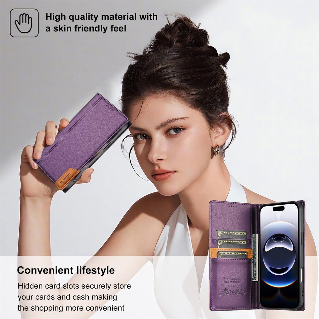 Wallet Double Hem Stitching With Card Slot RFID Blocking Flip Leather Case For iPhone Air 17 Pro Max 16e 15 Plus 14 13 12 11 XR