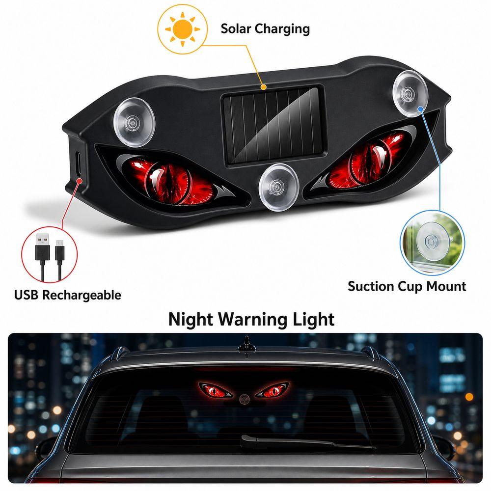 Flashing Car Demon Eye Light Solar Powered Car Window Light LED Signal Lamp Vehicle Accessories