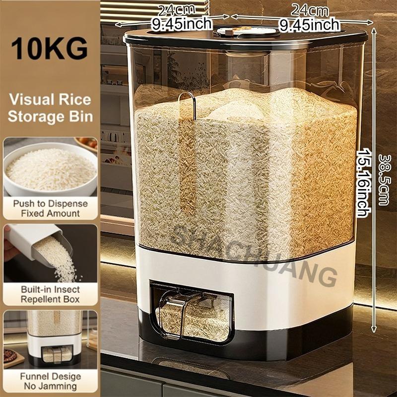 5kg/10kg High Capacity Automatic for Rice Dispenser with Cup,Moisture-proof and Sealed Rice Storage Container,Kitchen Essentials