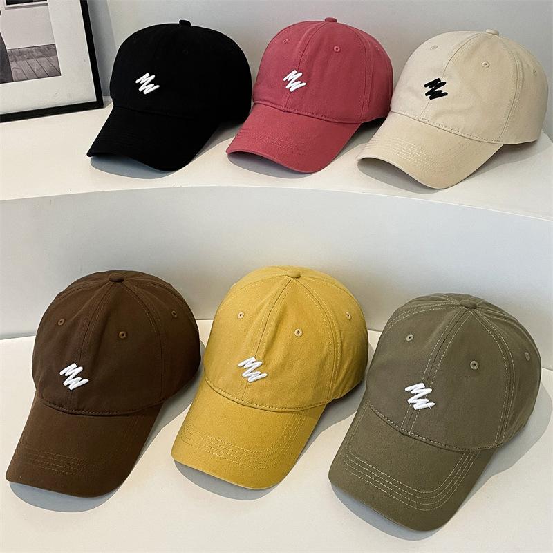 Minimalist W Embroidered Baseball Cap, Soft Washed Cotton Adjustable Curved Brim Sun Hat for Men Women