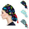 Scrub Cap With Buttons Print Bouffant Hat For Womens and Mens