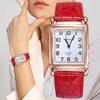 Women Watch Square Quartz Wristwatch Rectangle Leather Female Clock