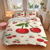 3pcs Cherries Fruit pattern 1Cover + 2Pillowcases, PillowInserts NotIncluded, Machine Washable, All - Season Use, Suitable for Bedroom Guest Room49