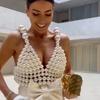 Бохо Цепочка на тело Бюстгальтер Сексуальный Жемчужный Топ-халтер на шею Цепочка на тело С открытой спиной Блестящая цепочка-жилет Пляжные украшения на тело