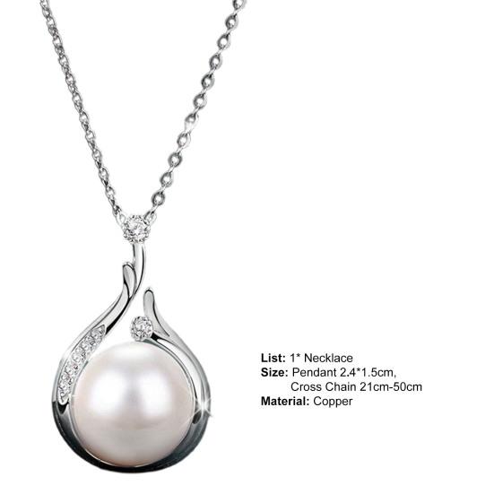 Necklace Pendant Water Drop-shaped Faux Pearl Jewelry Shining Cubic Zirconia Pendant Clavicle