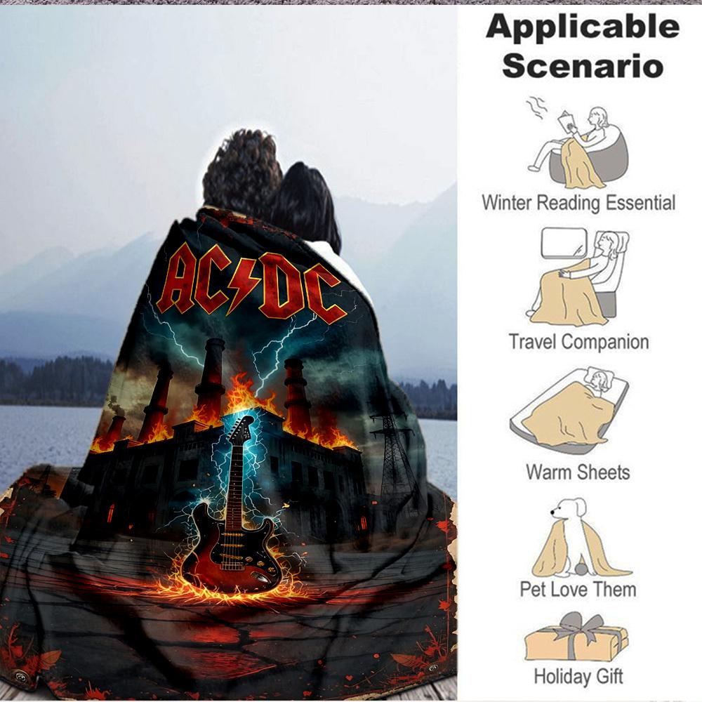 1pc AC/DC Band Merchandise Blanket Versatile for Couch, Office Bed