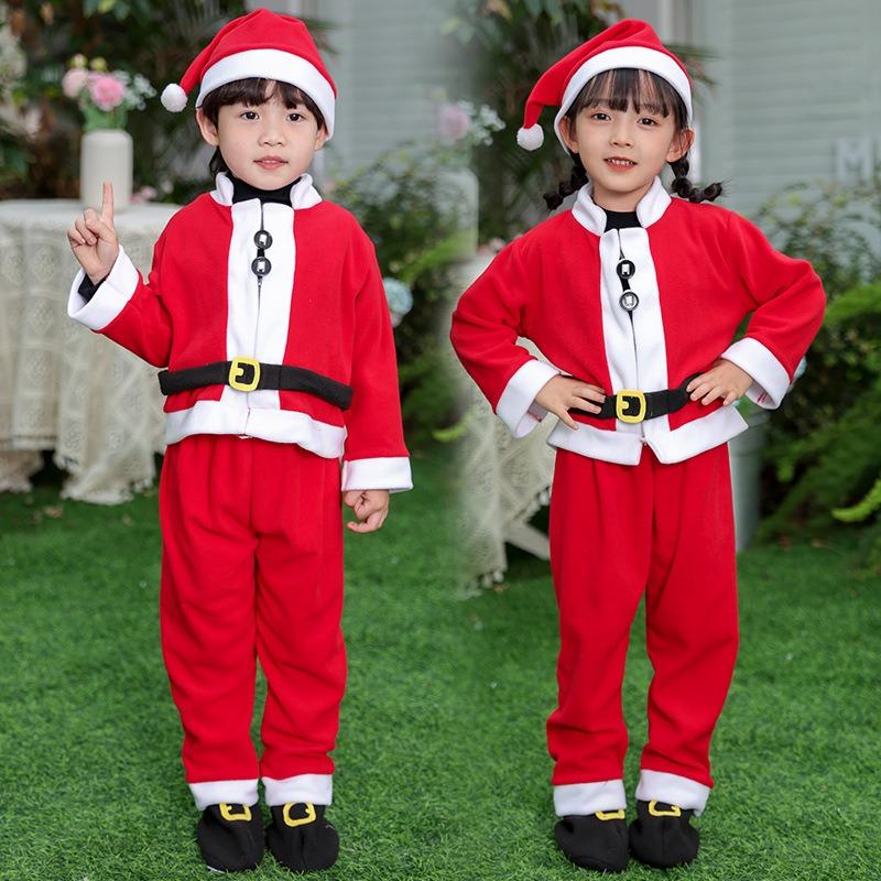 Рождественский детский комплект, красная новая одежда для выступлений для мальчиков и девочек, детская фотография, одежда Санта-Клауса