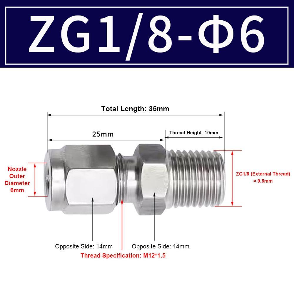 1 шт. Трубный соединитель из нержавеющей стали 304 Метрический фитинг ZG для масла, воды, газа