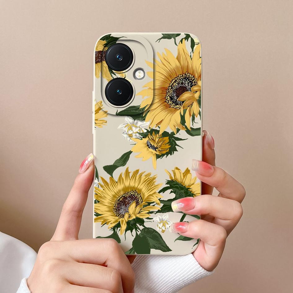 Задняя крышка для Vivo V29 Lite X90 Y78 + Y17S Y27 Y36 Pro Чехол Красивая бабочка Подсолнух Матовый Роскошный мягкий жидкий чехол для телефона высокого качества для Vivo Capas