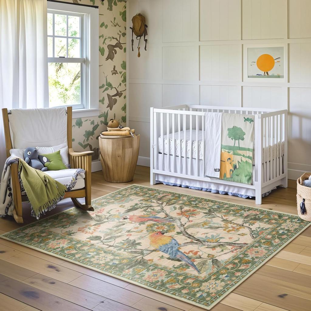 Floral Print Living Room Carpet Retro Light Luxury Large Area Bedroom Plush Rugs Home Decoration Coffee Table Floor Mat Tapis