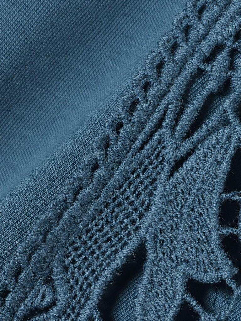 Beams Heart Tee Lace Sleeve Free Size Women's S/S Pullover, Blue,