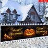 Halloween Yard Sign Party Banner, Happy Halloween Lettering Glowing Pumpkin Pattern, Polyester Outdoor Garden Courtyard Fence Decoration