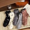 Lace Ruffle Socks Women Sweet Girls JK Lolita Kawaii Cute Princess Socks Cute Bow Ballet Style Black White Gray Long Socks Gifts