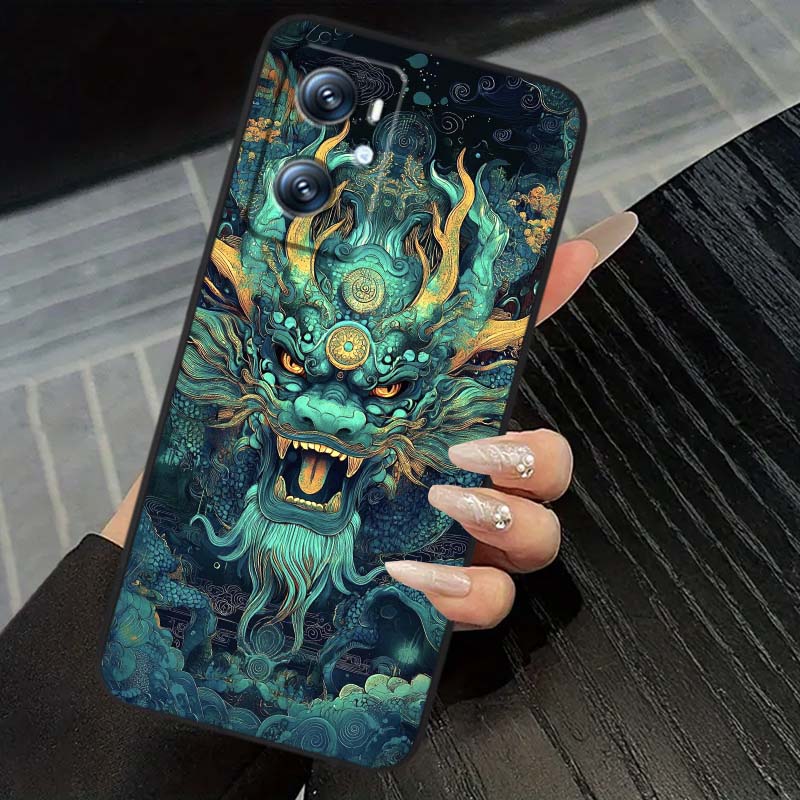 Дизайн с драконом для OPPO Reno 5 6 7 A96 A40 A58 Realme GT A74 A78 Neo2 A74 A78 Find X5 X3 X7 X8 Черный Чехол для Телефона
