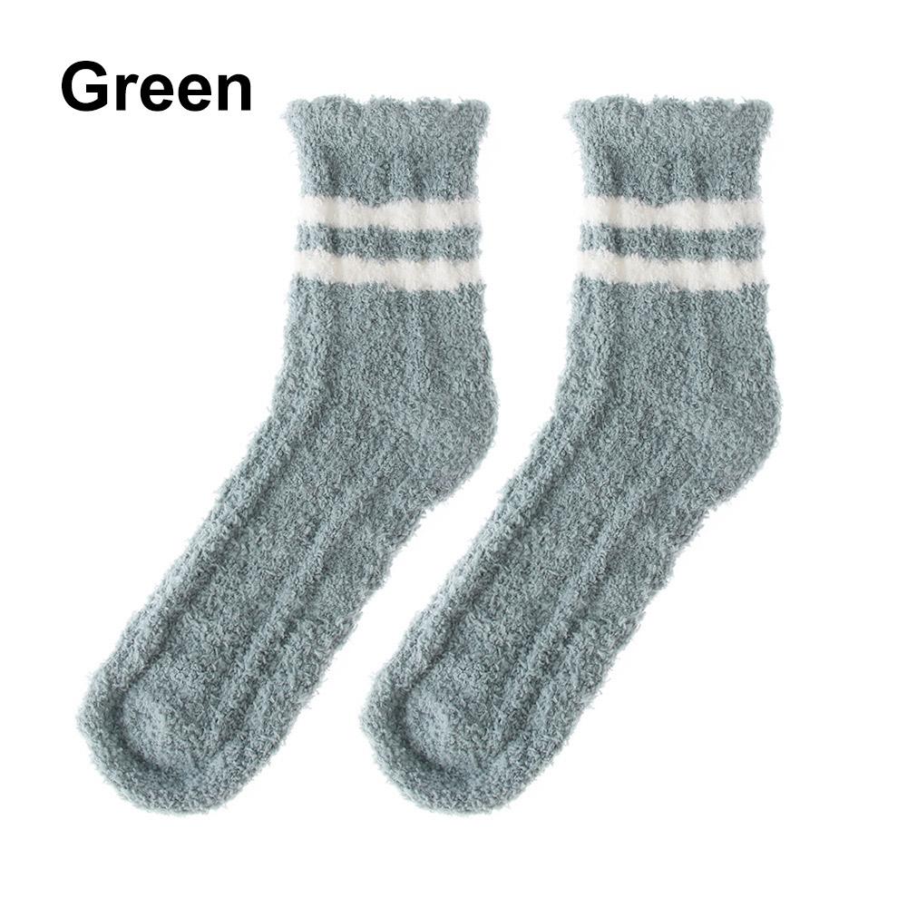 Ladies Women Soft Fluffy Bed Socks Winter Warm Stripe Sox Slipper Fleece Sock
