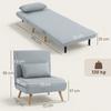 3 In 1 Convertible Chair Bed Single Seater Sofa With 5 Position Backrest And Cushion In Fabric Gray