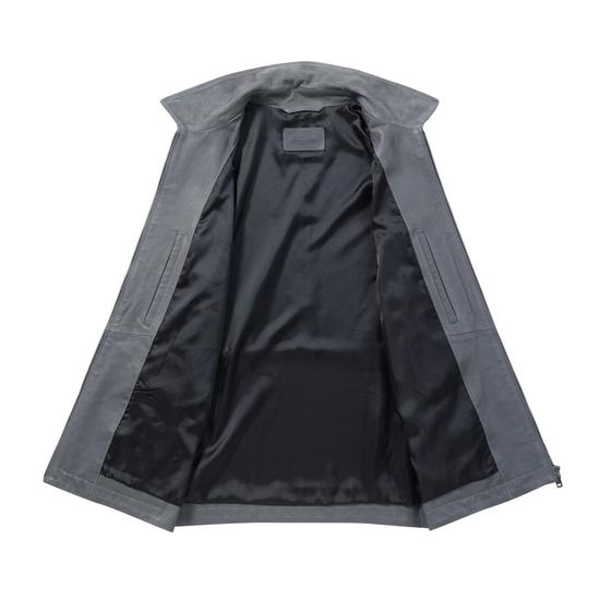 Goth Suede Goat Leather Trucker Jacket BRUDX25211GYX