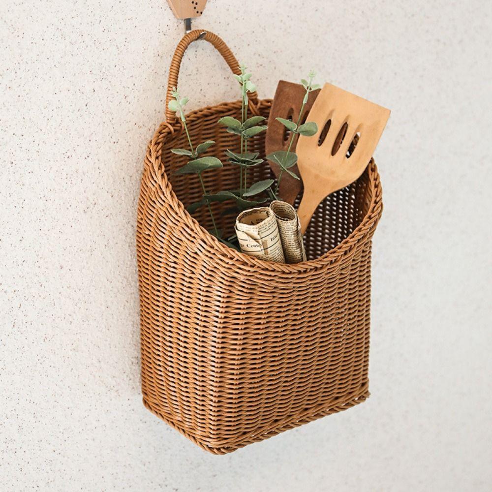 Woven Vegetable Fruit Storage Baskets Hanging Garden Plant Baskets  Kitchen Decoration