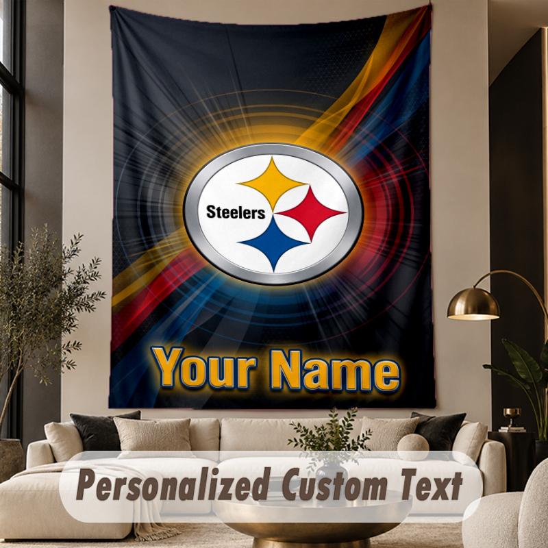 Custom Text Tapestry Pittsburgh Steelers Print Wall Tapestry Indoor Living Room Wall Decor
