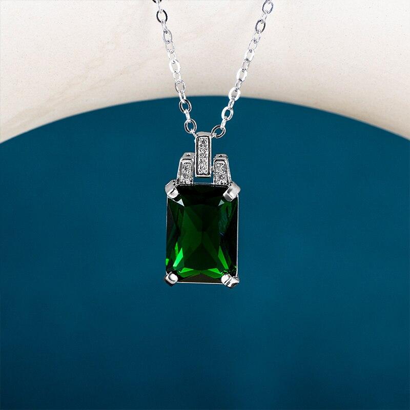 BELLA BOX Роскошный 925 посеребренный изумрудный кулон, аксессуары для свадьбы и помолвки, женское ожерелье для женщин, ювелирные изделия для вечеринок