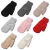 Fashion Plush Solid Color Rabbit Hair Mittens Winter Gloves Double Layer All Fingers