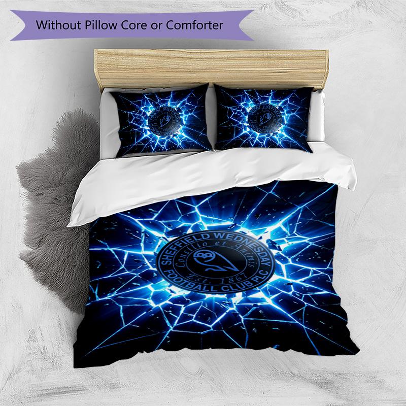 Sheffield Wednesday Football Printed 3 Pieces Bedding Set, Comfortable Skin Friendly Bedroom Duvet Cover Set