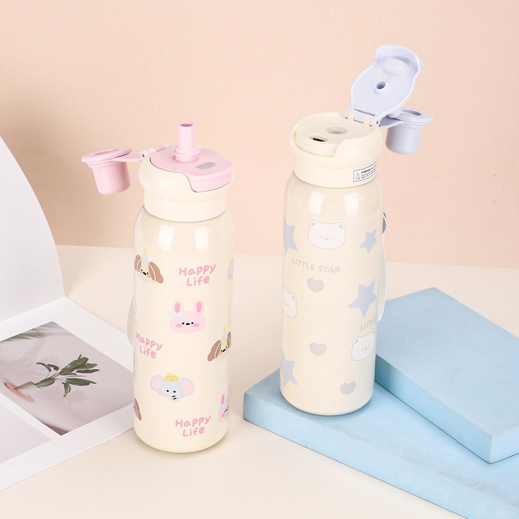 Новая термокружка для девочек, большая емкость, высокий уровень внешнего вида, соломенная кружка для средней школы, специальный двойной горшок для питья