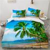 3D Hawaiian Vacation Style Bedding Sea View Down Duvet Covers Pillowcases 2/3pc King Queen Bed Duvet Covers Set, Home Textile Gifts