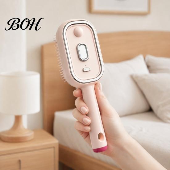 Electric Hair Comb Steam Brush with Essence & Measuring Cup, Rechargeable Anti-Static Scalp Static Reducing Massager Spray Brush, Frizz Control