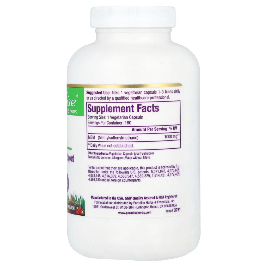 MSM, 1,000Mg, 180 Veggie Capsules