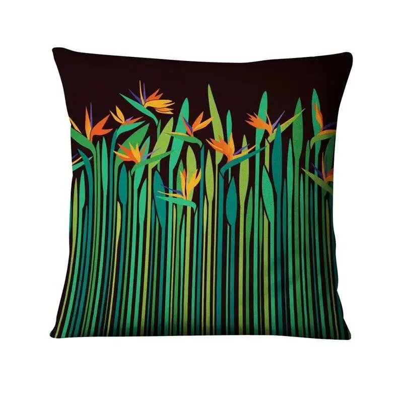 Green Plant Printed Cushion Cover Decorative Tropical Palm Leaf Pillow Case Living Room Bedroom Car Sofa Home Decora Pillowcase