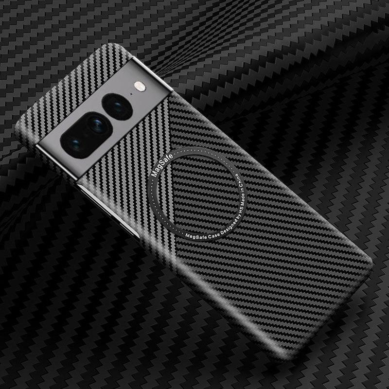 Carbon Fiber Phone Case For Google Pixel 7 8 Pro 7A Magsafe Magnetic Wireless Charging Shockproof Hard Back Cover For Pixel 8Pro