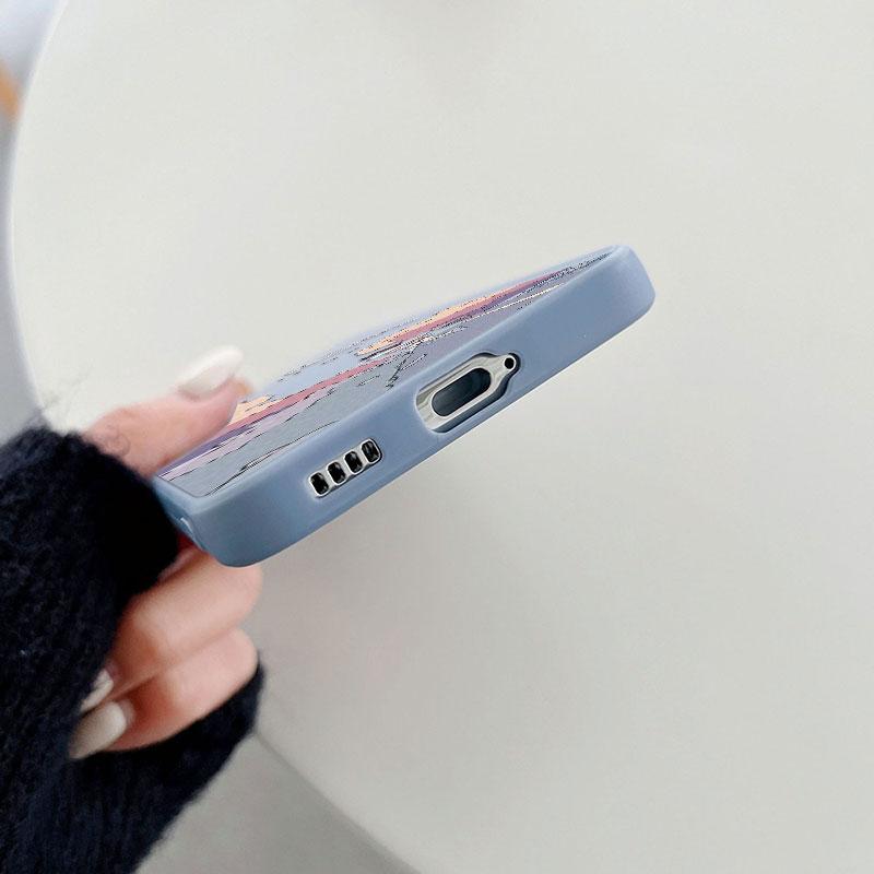 Чехол с пейзажем в корейском и японском стиле для Samsung Galaxy S24 S23 S22 Ultra S21 S20 FE S10 S24 Plus 5G Роскошная силиконовая жидкость Чехол для телефона