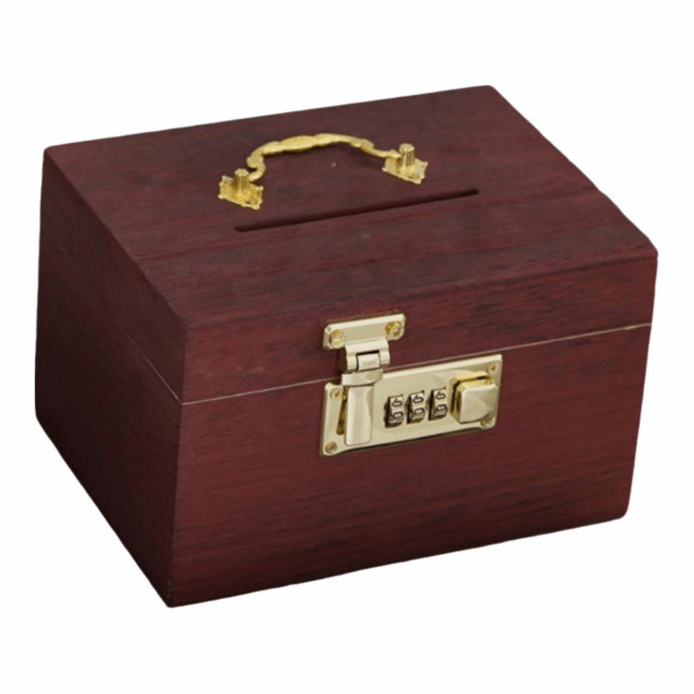 Large Capacity Wooden Money Bank Retro Treasure Storage Box Jewelry Box Piggy Bank  Bill Storage