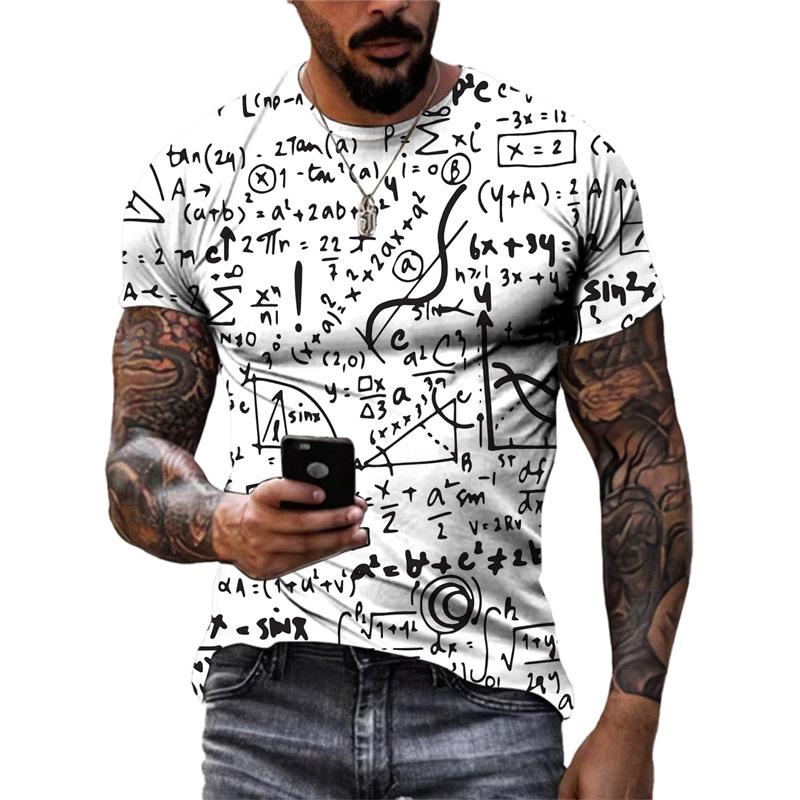 New Summer New Fashion 3D Formula Pattern Fashion Men's Casual Street Vintage Style Print O Neck Short Sleeve T-shirt