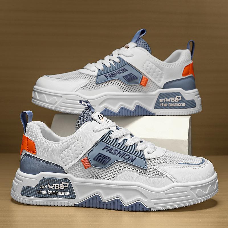 Men's Shoes Summer New Breathable Mesh Thin Men's Trend Versatile Sports Fashion Platform Flat Heel Casual Board Shoes