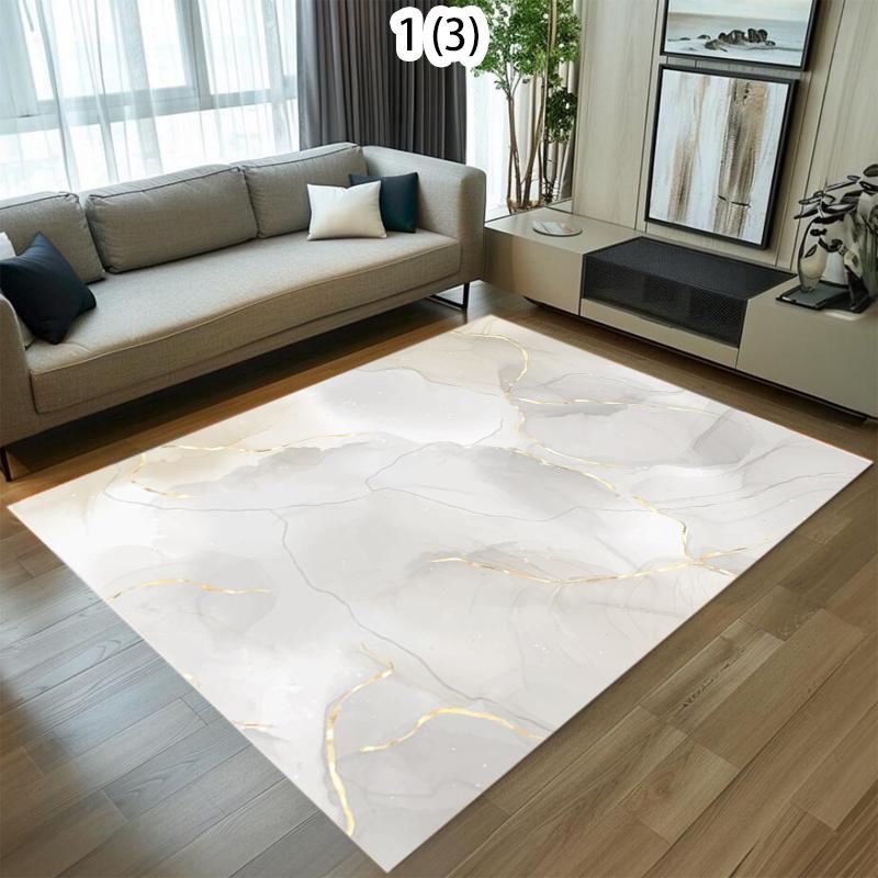 Luxury Gold Foil Marble Texture Area Rug Modern Soft Non-Slip Carpet Elegant Home Decor for Living Room Bedroom Dining Room