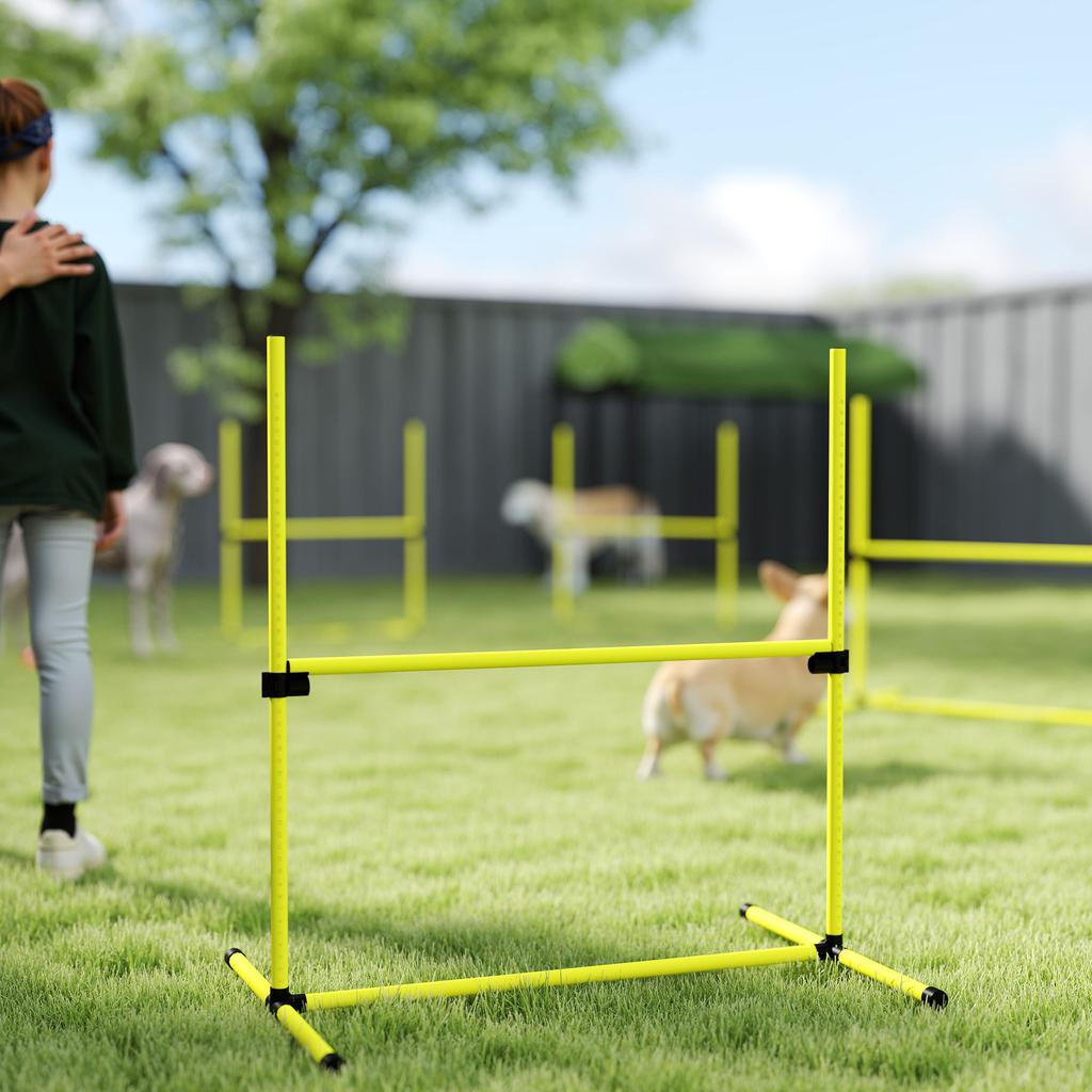 4 Pieces Dog Agility Training Equipment Adjustable Height Jumps Hurdle With Carrying Bag For Outdoor Yellow