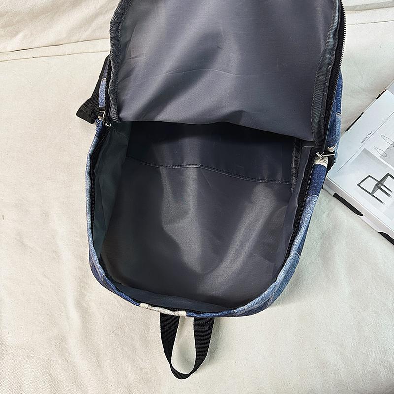 Студенческий школьный рюкзак контрастного цвета, женский джинсовый рюкзак, рюкзак большой вместимости