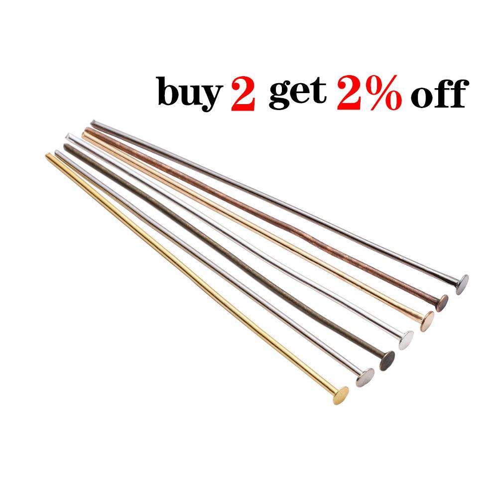 20 25 30 35 40 45 50 60 70 mm Metal Heads Eye flat Head Pin For DIY Jewelry Making Findings Accessories Bulk Wholesale Supplies
