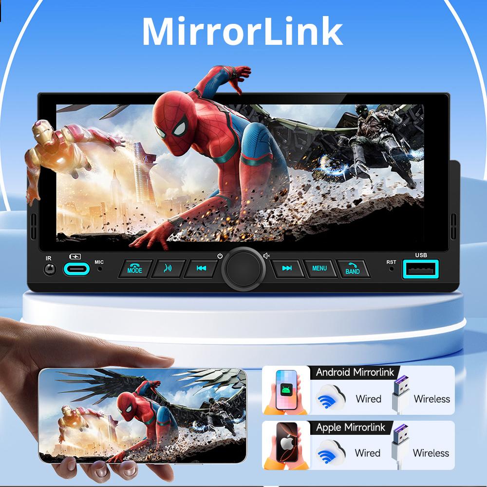 Новая 1-DIN автомагнитола 6,86 дюйма Беспроводной Carplay Android Auto Mirror Link Авто MP5 Плеер FM RDS Bluetooth WIFI Сенсорный Экран Авто Стерео Авто Навигация