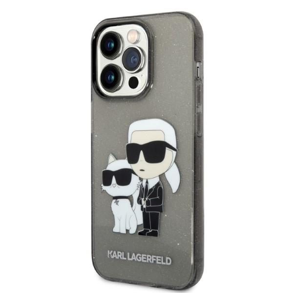 Etui do iPhone 14 Pro Max Karl Lagerfeld Glitter Karl&Choupette Czarne