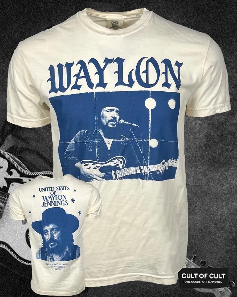 REMAKE Waylon Jennings 90-е Ретро стиль 2-сторонний Перепечатка Футболка NH20424 Унисекс Футболка