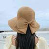 WTEMPO Large Bow Casual Breathable Bow Sun Hats Simple Elegant Women's Summer Wide Brim Versatile Sunscreen Outdoor Bucket Hats