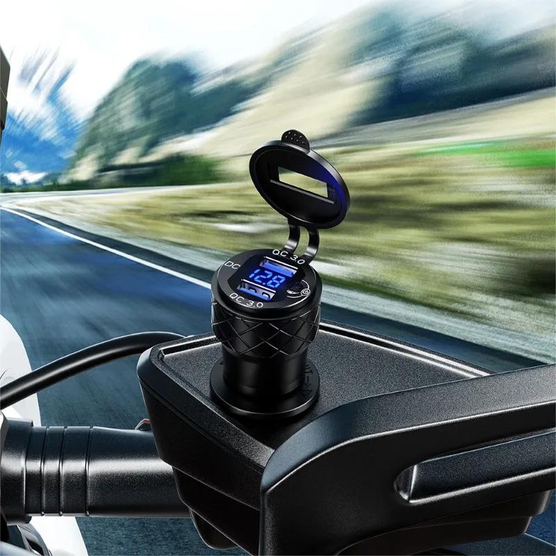 Алюминиевый сплав двойной автомобильный USB-разъем для зарядки QC3.0 светодиодный цифровой дисплей адаптер для BMW K1600B F800 GS R1200 RT для DIN Hella Plug
