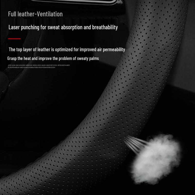 Genuine Leather Carbon Fiber Steering Wheel Cover for Mitsubishi: Outlander, Eclipse, Pajero Sport, ASX, Lancer, Junge, Yishen.